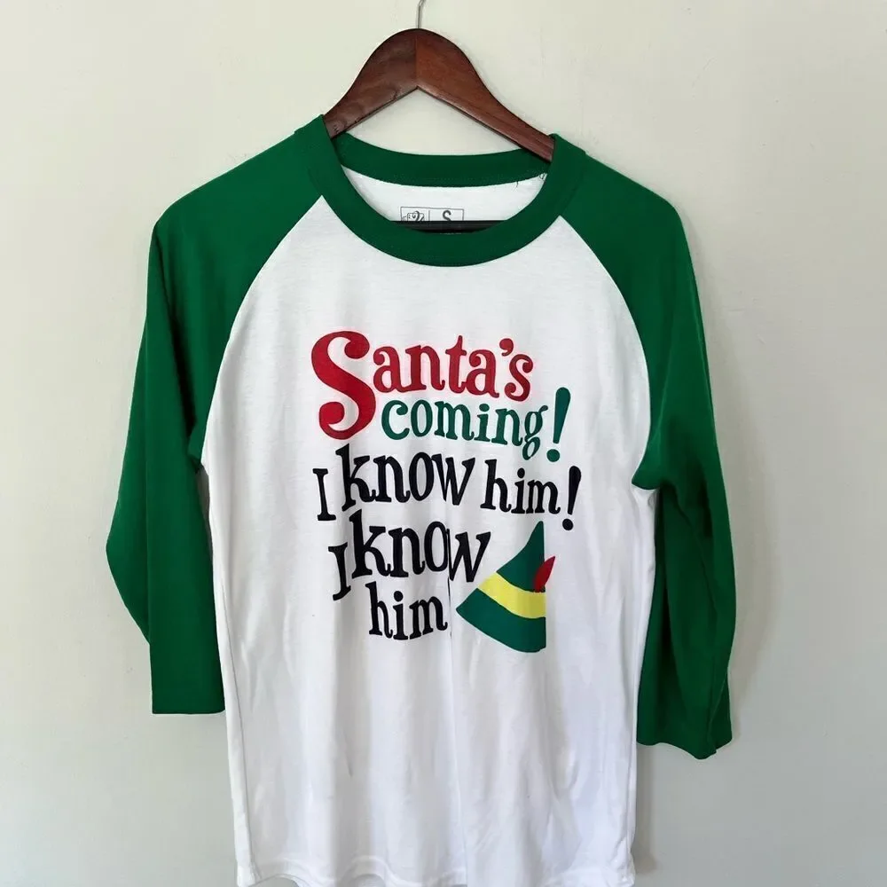 Ugly Christmas shirt | baseball tee | Santa’s coming! from the movie elf